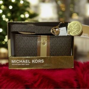 Michael Kors Brown and Gold Wallet W Belt
